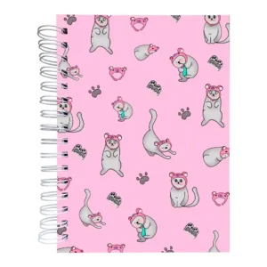 caderno gato tokinha rosa