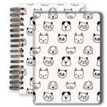 dupla de cadernos cães e gatos branco
