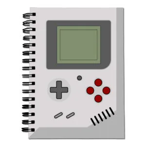 caderno retrô mini game